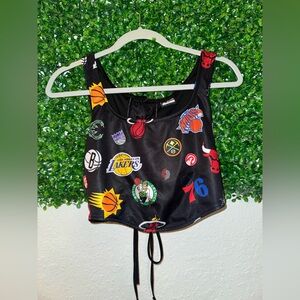 NBA Black Crop Top with Team Logos